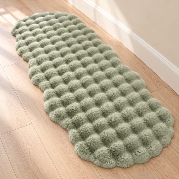 Plush Faux Rabbit Fur Runner Rug, Green