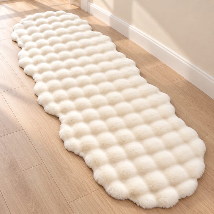 Plush Faux Rabbit Fur Runner Rug, White