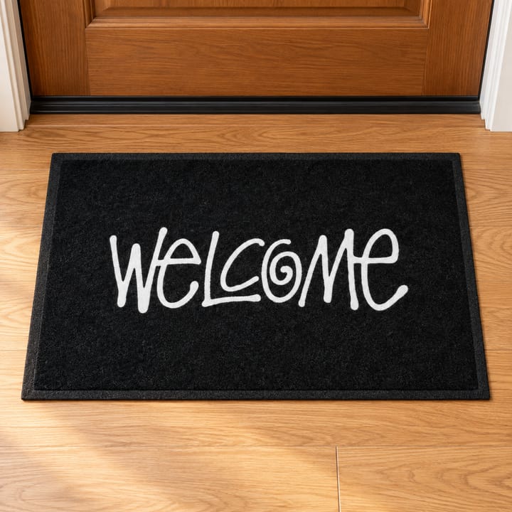 Black Felt Pile Welcome Door Mat