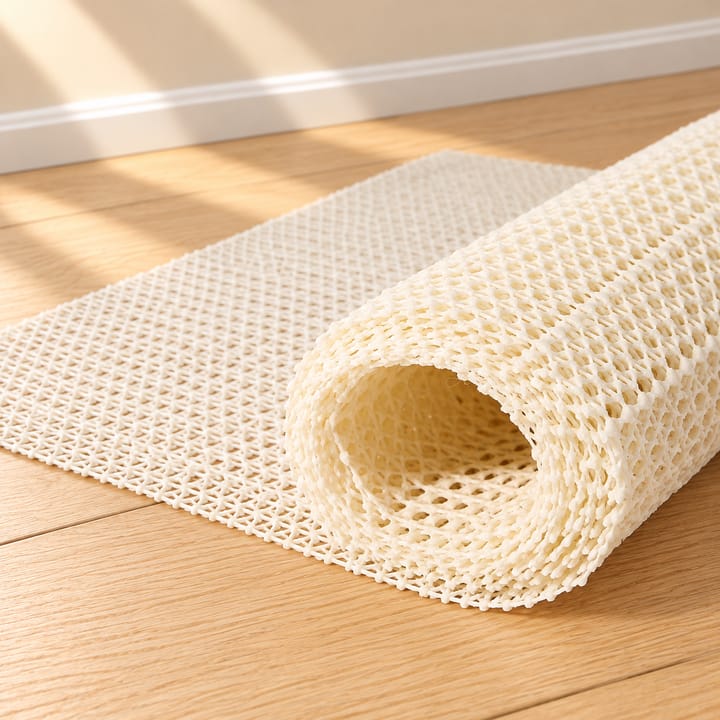 Beige Grid Non Slip Rug Pad, Beige white