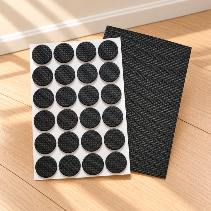 Gripweave Self Adhesive Rubber Furniture Pads, Round 0.9 in, 24 pads and 5.8 x 3.8 in (14.8 x 9.6