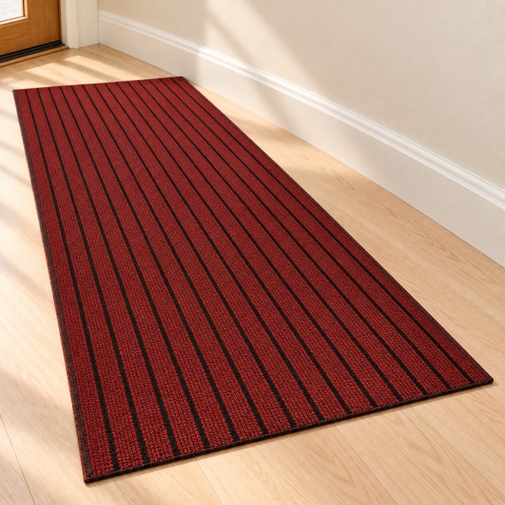Striped Loop Non-Slip Runner Rug, Black-red