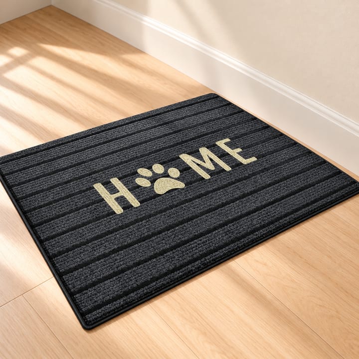 Striped Flocked Indoor Door Mat, Dark gray, H paw ME