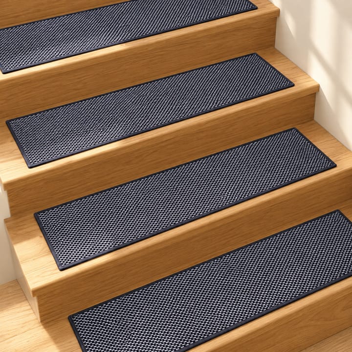 Gripweave Loop Pile Stair Tread Mats, Black and white