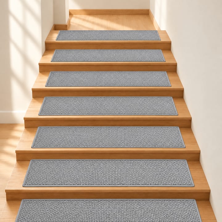 Woven Linen Stair Tread Mat, Gray