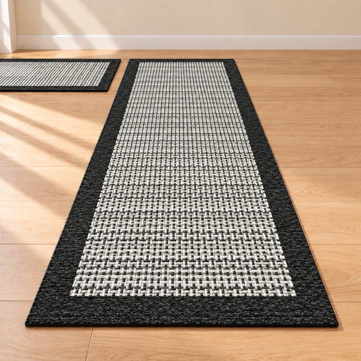 Apricot Weave Kitchen Runner Rug, Black