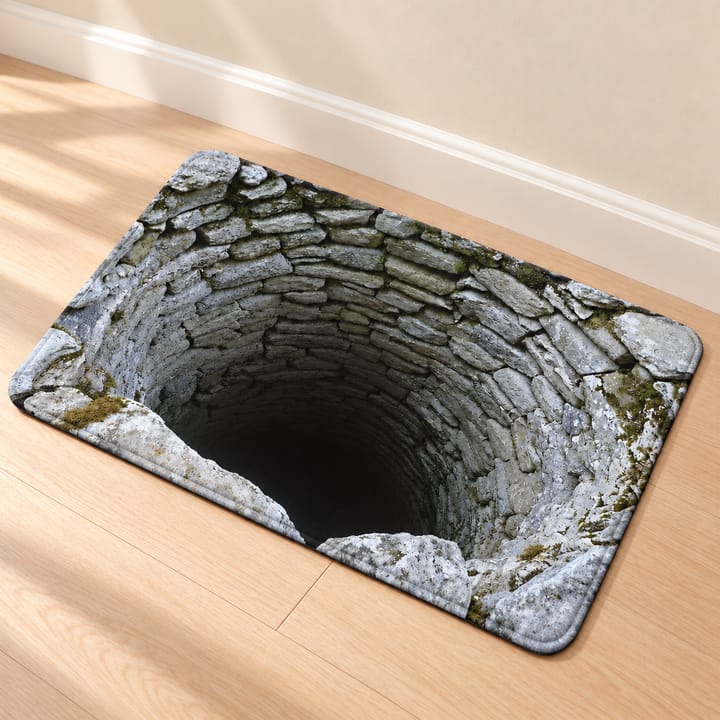 Gray Stone Well Print Door Mat, 20 x 31 in