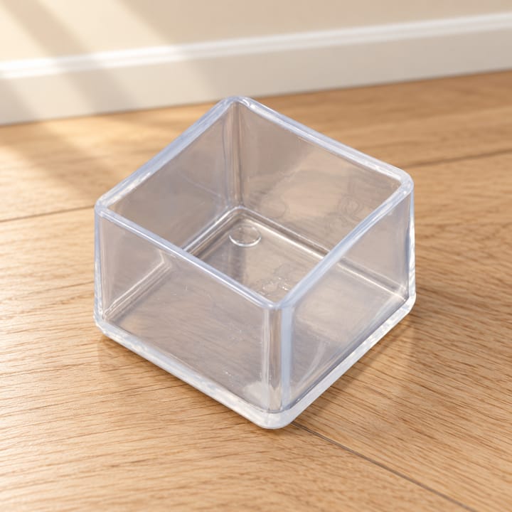 Clear Silicone Chair Leg Floor Protectors, Square, 1.5 x 1.5 in