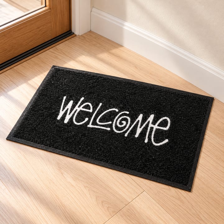 Black Felt Pile Welcome Door Mat