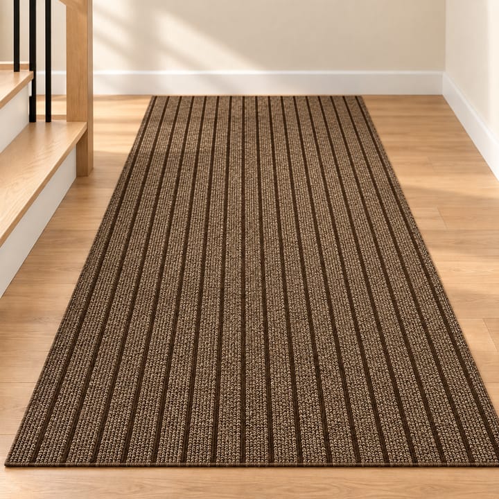 Striped Felt Runner Rug, Coffee