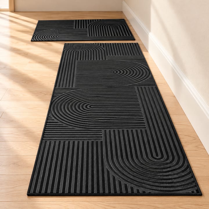 Black Solid Non-Slip Runner Rug, Black