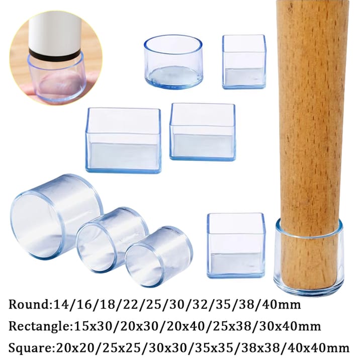 Clear Silicone Chair Leg Floor Protectors