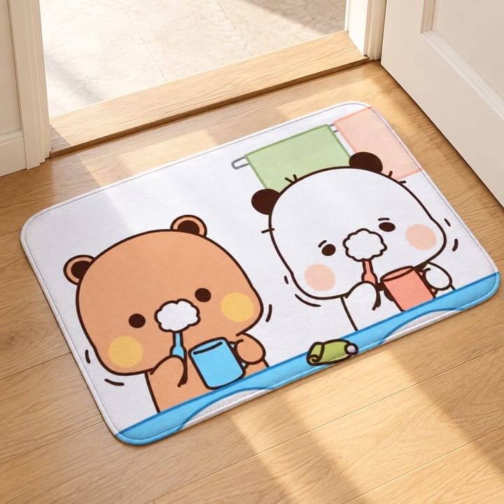 Cartoon Bear and Panda Door Mat