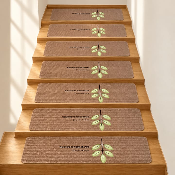Soft Step Leaf Stair Treads, Brown with green leaves