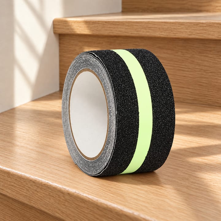 Grit Surface Anti-Slip Stair Tape, Black and glow-in-the-dark green