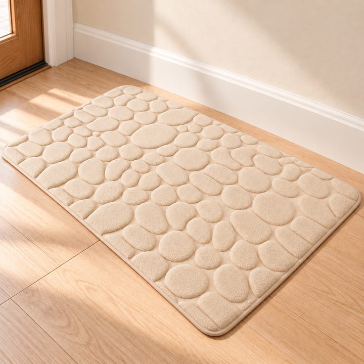 Cobblestone Embossed Plush Bath Mat, Apricot