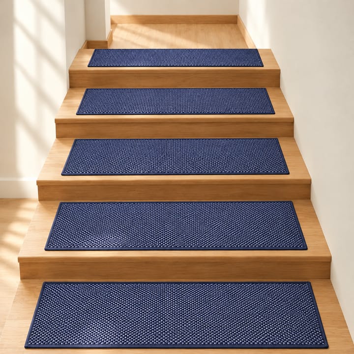 Woven Linen Stair Tread Mat, Blue