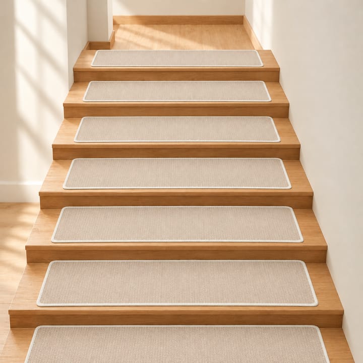 Woven Linen Stair Tread Mat, Beige