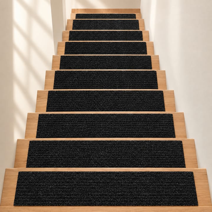 Solid Cut Pile Stair Treads, Black