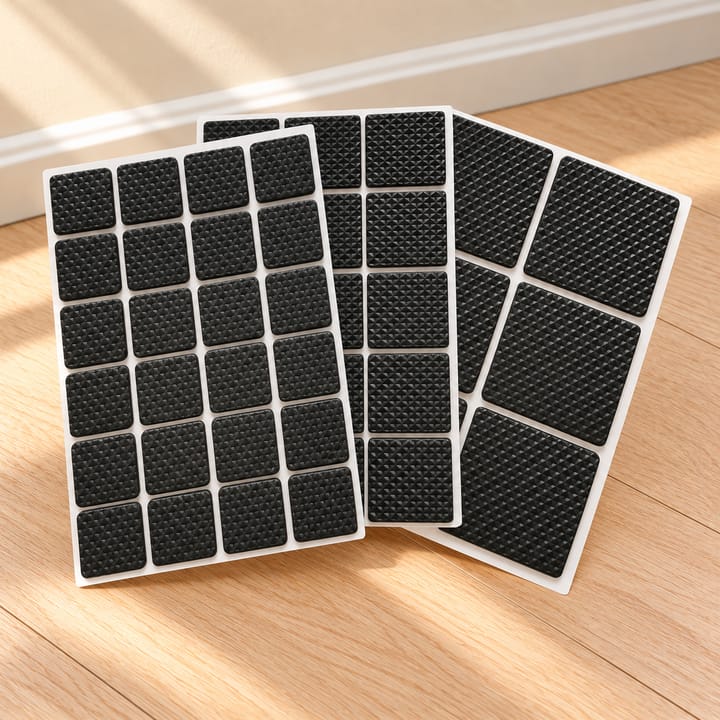 Gripweave Self Adhesive Rubber Furniture Pads, Square 0.9 x 0.9 in 24 pads, 1.2 x 1 in (3 x