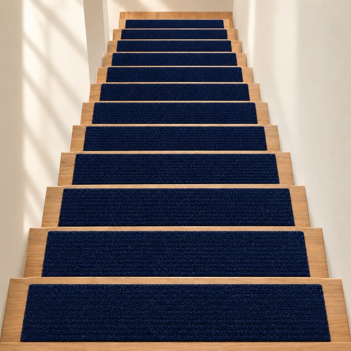 Solid Cut Pile Stair Treads, Deep blue