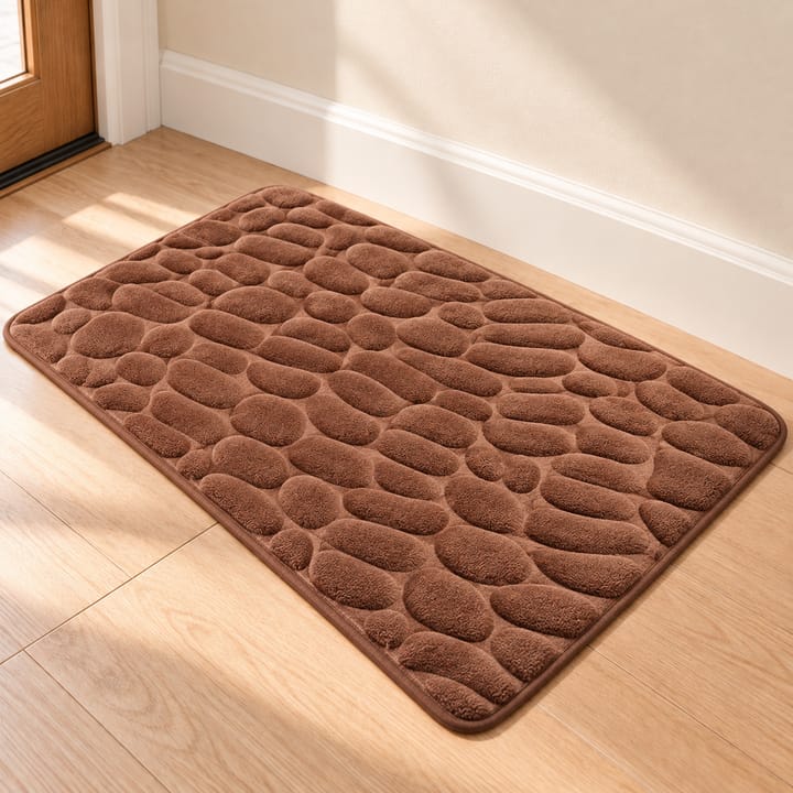 Cobblestone Embossed Plush Bath Mat, Coffee