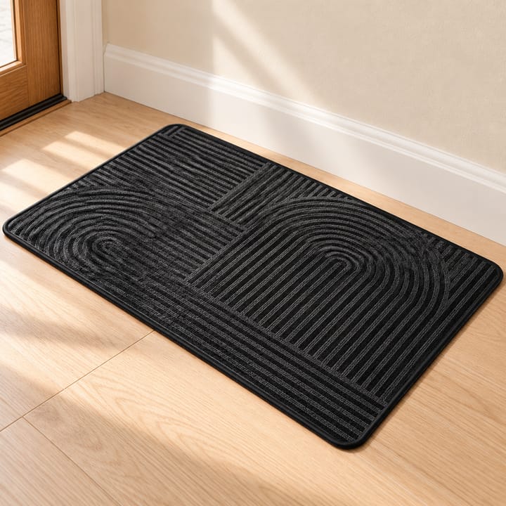 Black Ribbed Arch Door Mat, Black