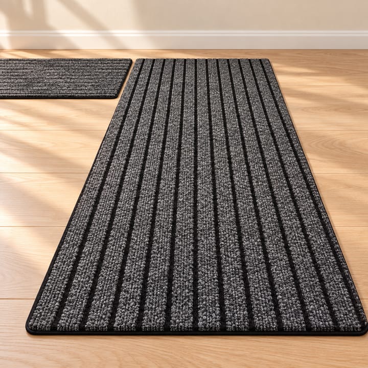 Stripe Loop Non-Slip Runner Rug, Dark gray