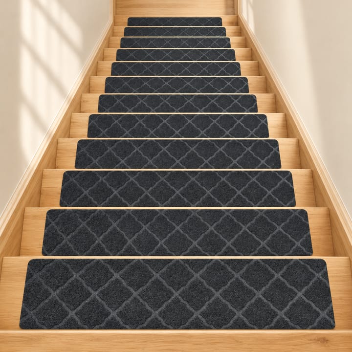 Stone Lattice Stair Tread Mats, Gray stone