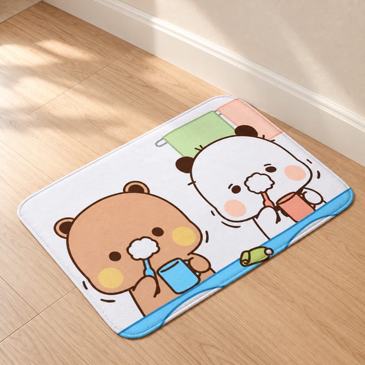 Cartoon Bear and Panda Door Mat
