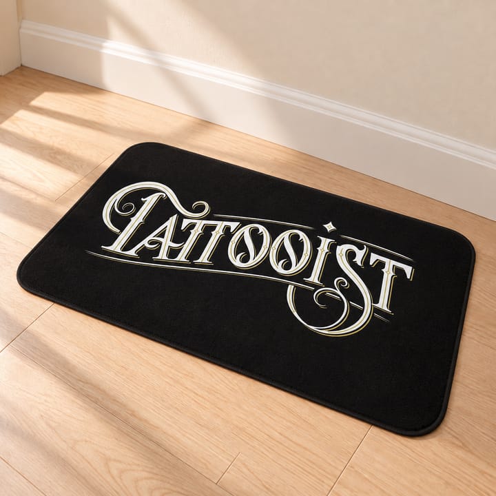 Tattoo Studio Printed Door Mat, Black with white Tattooist