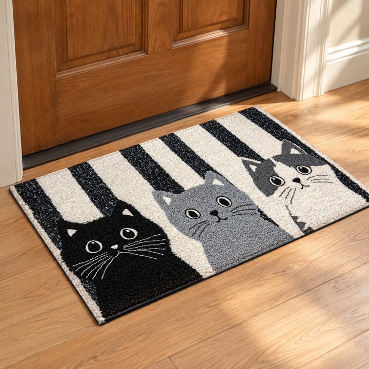 Striped Cat Print Door Mat
