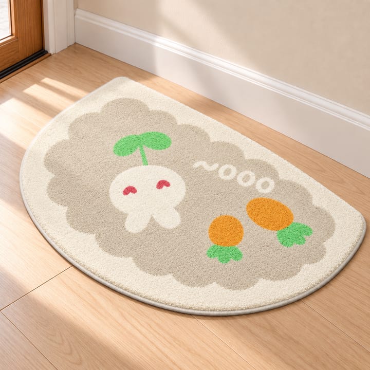 Floral Print Indoor Door Mat, Beige bunny