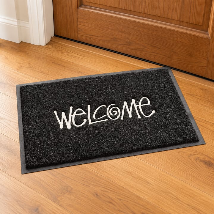 Black Felt Pile Welcome Door Mat