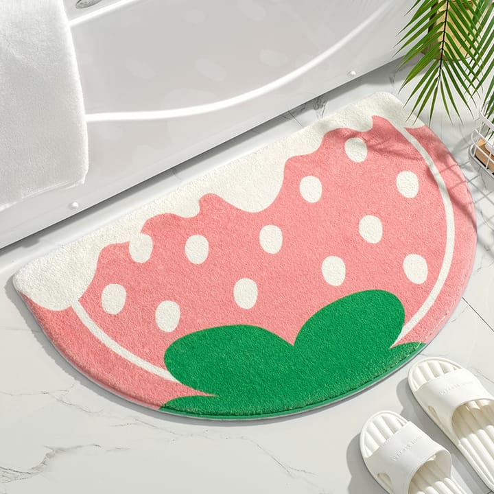 Floral Print Indoor Door Mat, Pink strawberry