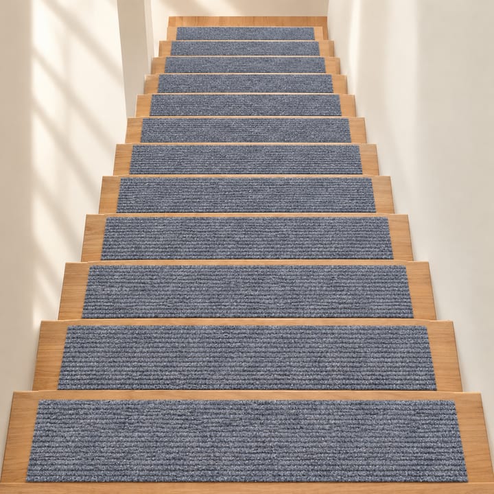 Solid Cut Pile Stair Treads, Light gray