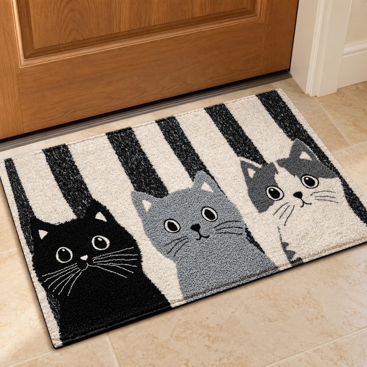 Striped Cat Print Door Mat