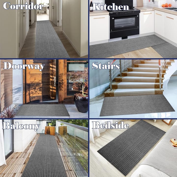Striped Plush Rubber Backed Door Mat