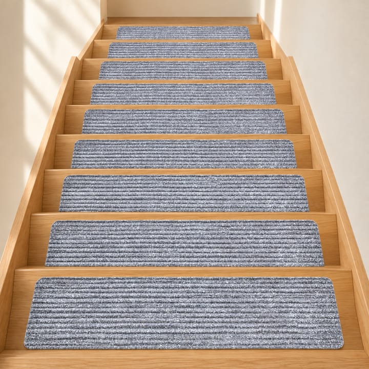 Soft Stripe Non-Slip Stair Treads, Light gray