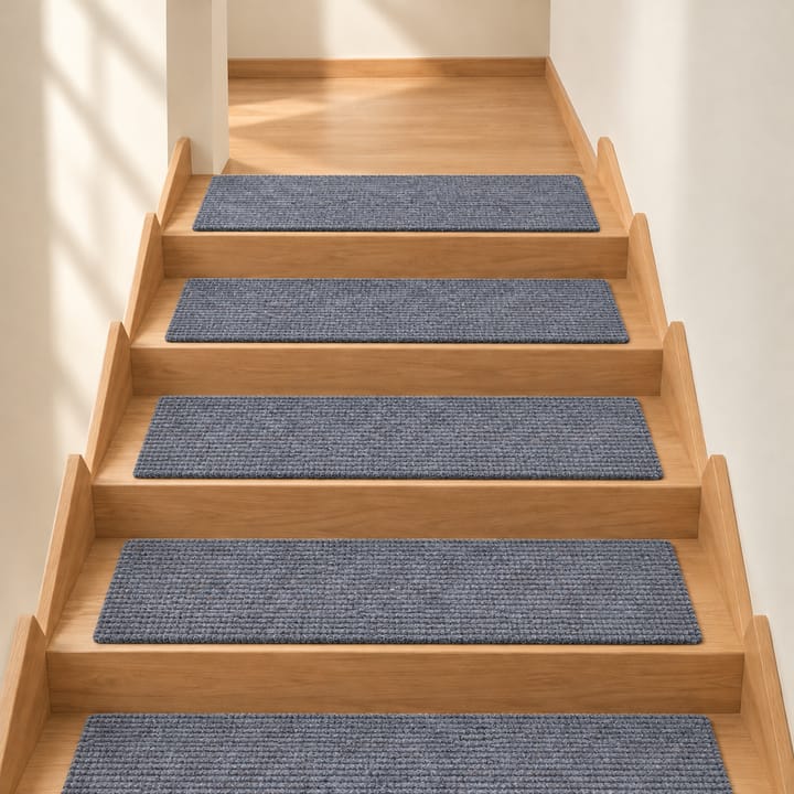 Warm Loop Anti Slip Stair Treads, Light gray