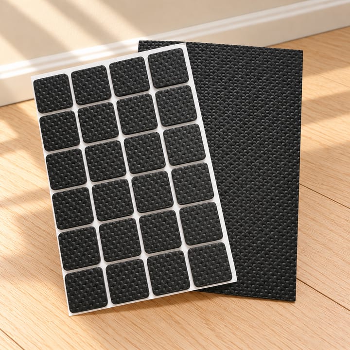 Gripweave Self Adhesive Rubber Furniture Pads, Square 0.9 x 0.9 in, 24 pads and 5.8 x 3.8 in