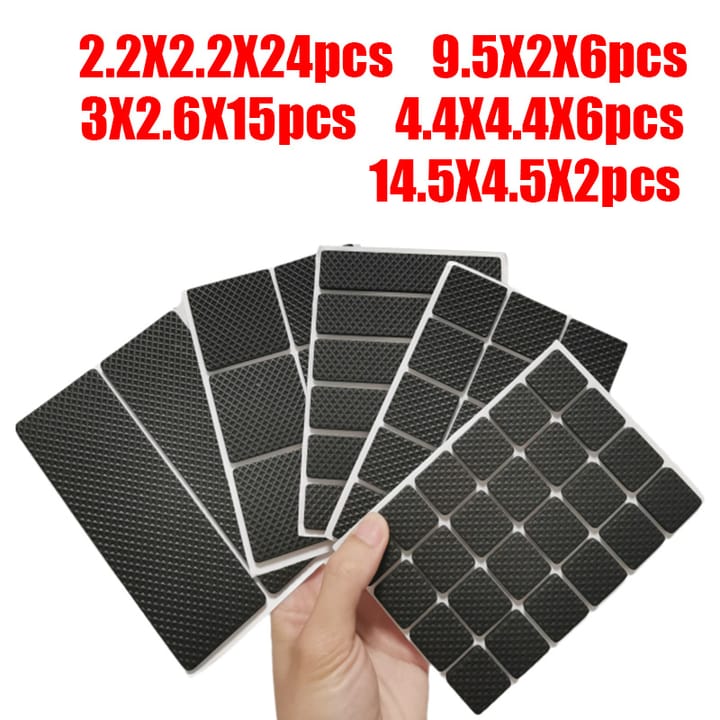 Gripweave Self Adhesive Rubber Furniture Pads, Square set, 64 pads