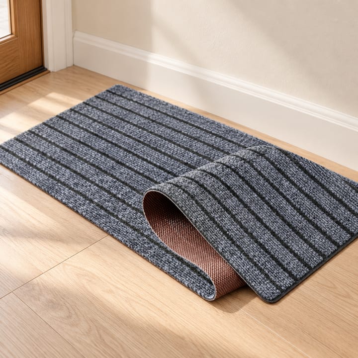 Striped Plush Rubber Backed Door Mat