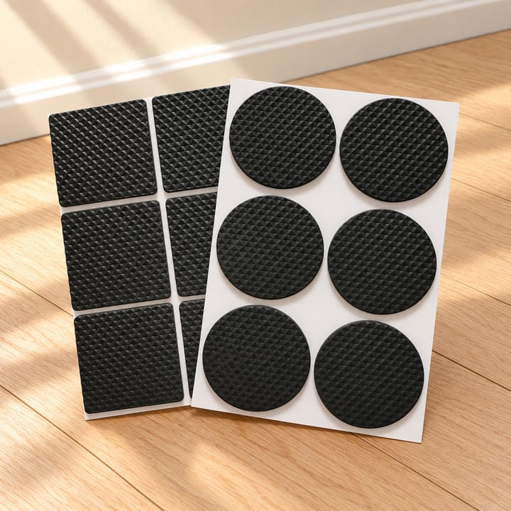 Gripweave Self Adhesive Rubber Furniture Pads, Round 1.8 in 6 pads and 1.7 x 1.7 in