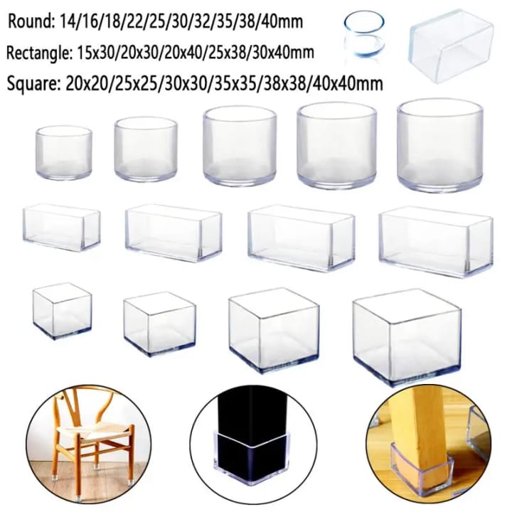 Clear Silicone Chair Leg Floor Protectors