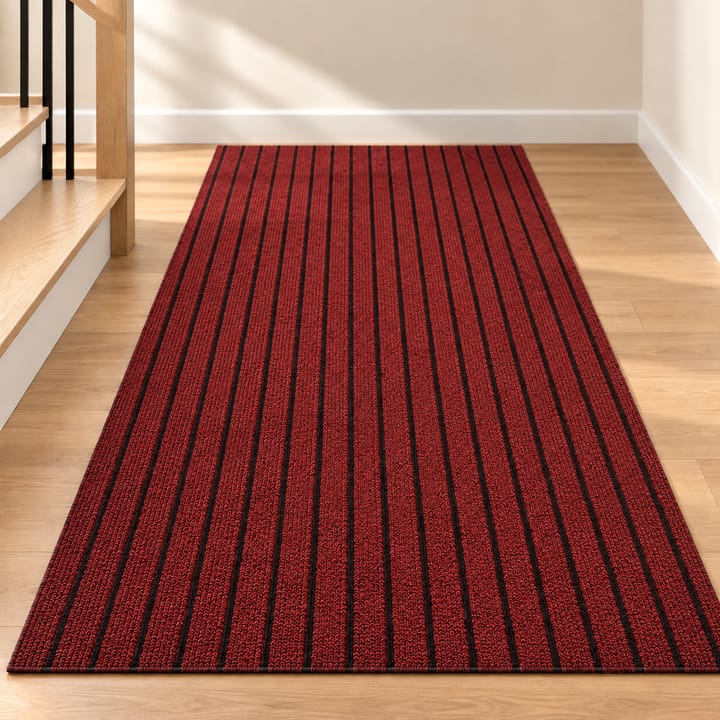 Striped Felt Runner Rug, Black-red
