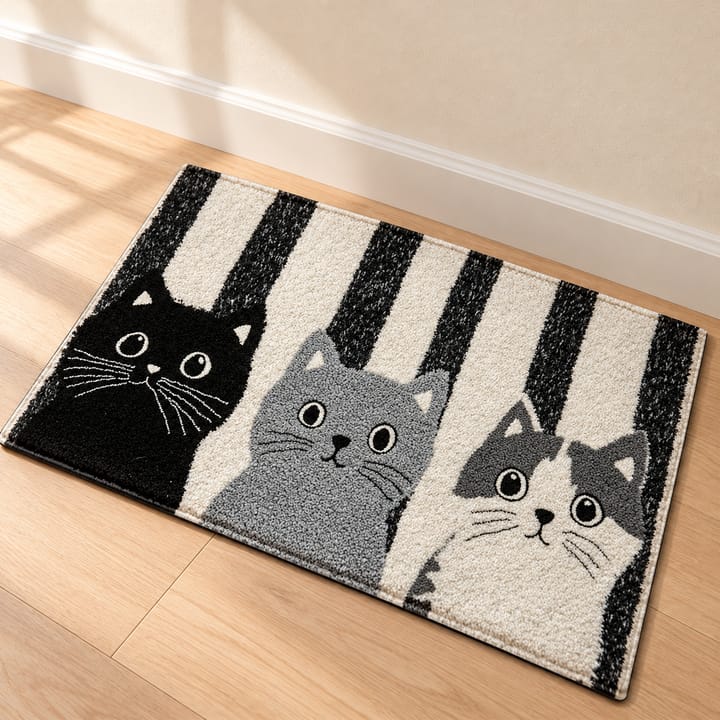 Striped Cat Print Door Mat