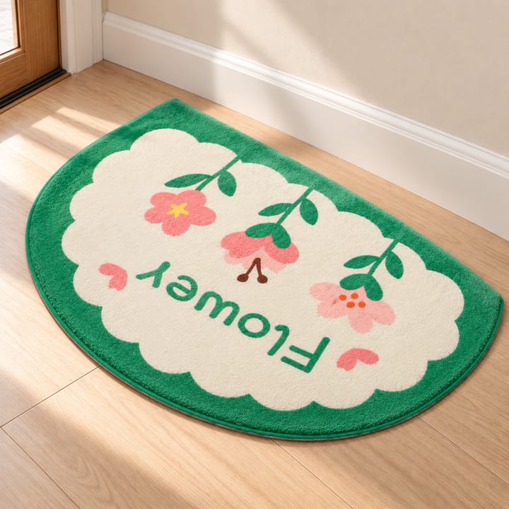 Floral Print Indoor Door Mat, Green flower world