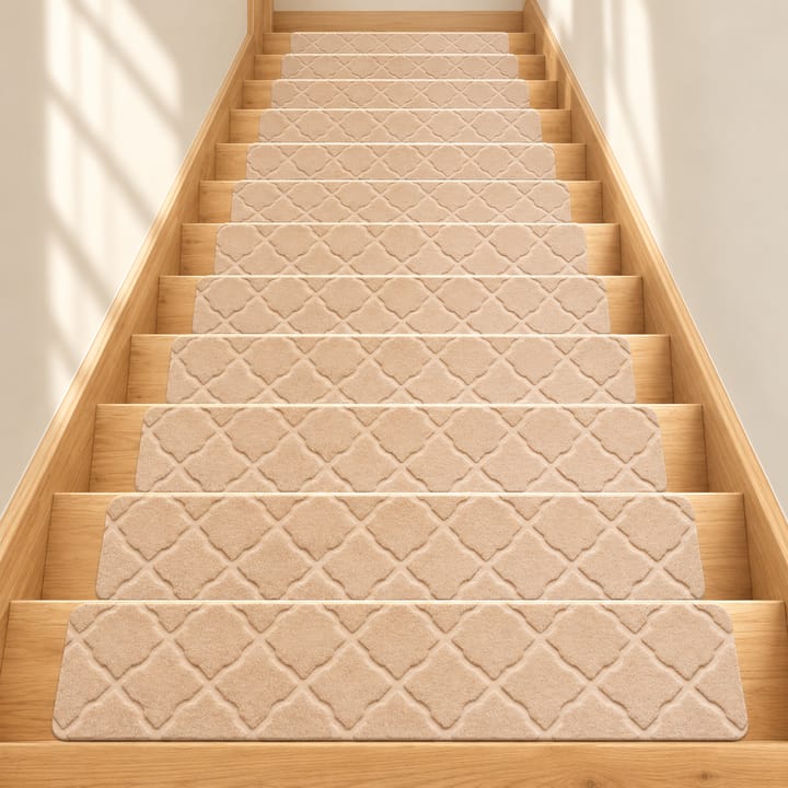 Stone Lattice Stair Tread Mats, Beige stone