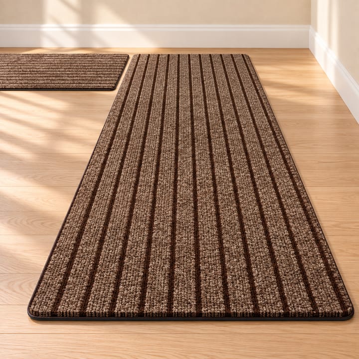 Stripe Loop Non-Slip Runner Rug, Brown